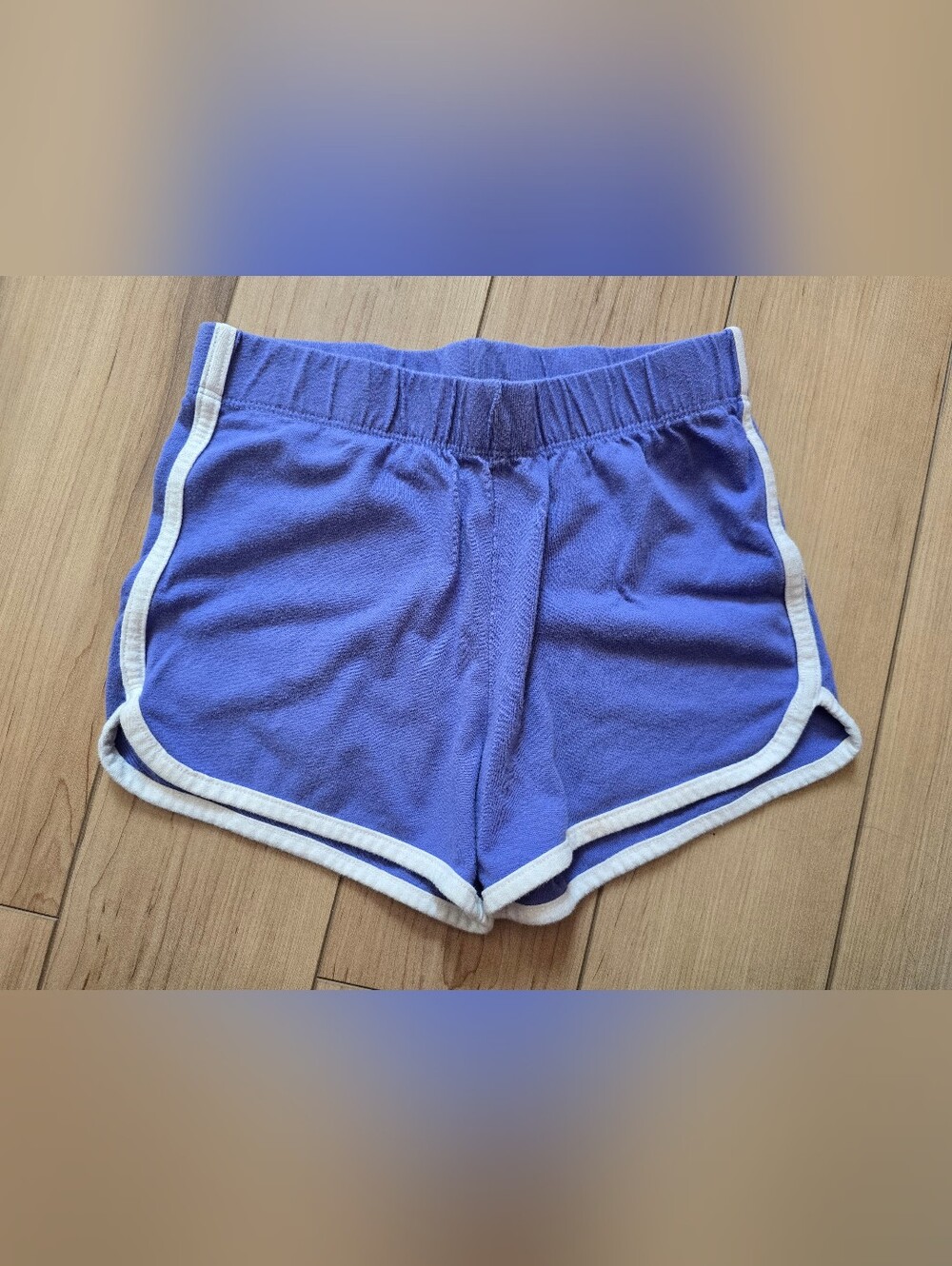 Girls Purple Athletic Shorts with White Trim